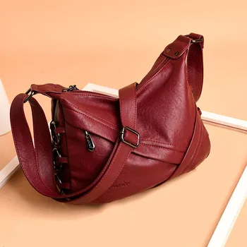 

Bags Women 2019 New Fashion Lady Messenger Bag Soft Leather Shoulder Messenger Middle-aged Women's Bag