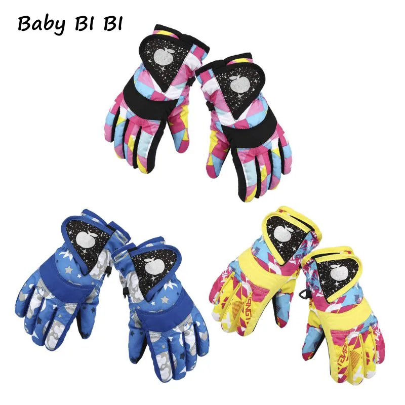 Водонепроницаемые зимние лыжные перчатки для сноубординга теплые варежки для детей перчатки на полный палец ремешок для спорта, катания на лыжах, езды на велосипеде