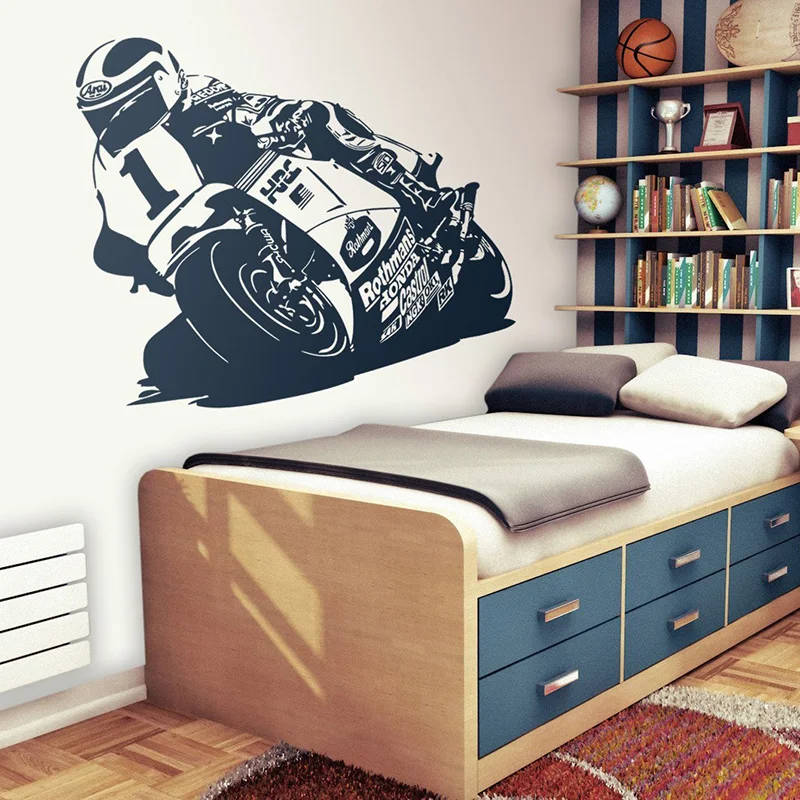 Large Motorcycle Motorbike Wall Sticker Boy Room Kids Room Racing Motor Moto Wall Decal Bedroom Playroom Vinyl Decor (2)