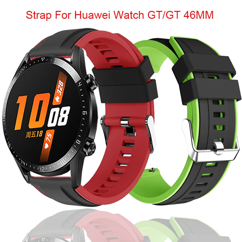 Ремешок силиконовый для смарт часов Huawei Watch GT GT2 46 мм спортивный браслет Samsung Galaxy 22