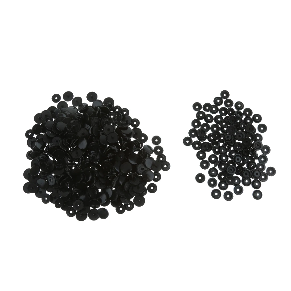 Set of 100 T3 Resin Snap Buttons Dummy Clips Press Studs For Sewing 10.7MM Black