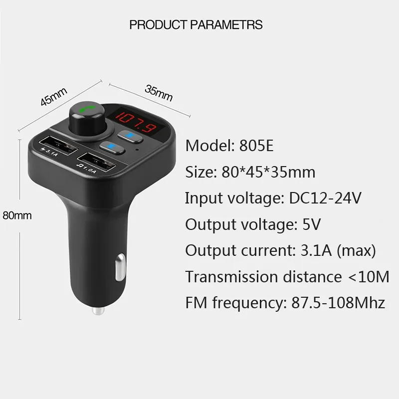 Fm-передатчик модулятор Bluetooth 5,0 Handsfree автомобильный комплект аудио mp3-плеер с двойным usb-портом автомобильное зарядное устройство