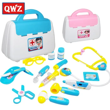

QWZ New 15Pcs Pretend Play Emulational Toy Kit Doctor Echometer Set with Sound Light Education Toys for Children Christmas Gifts
