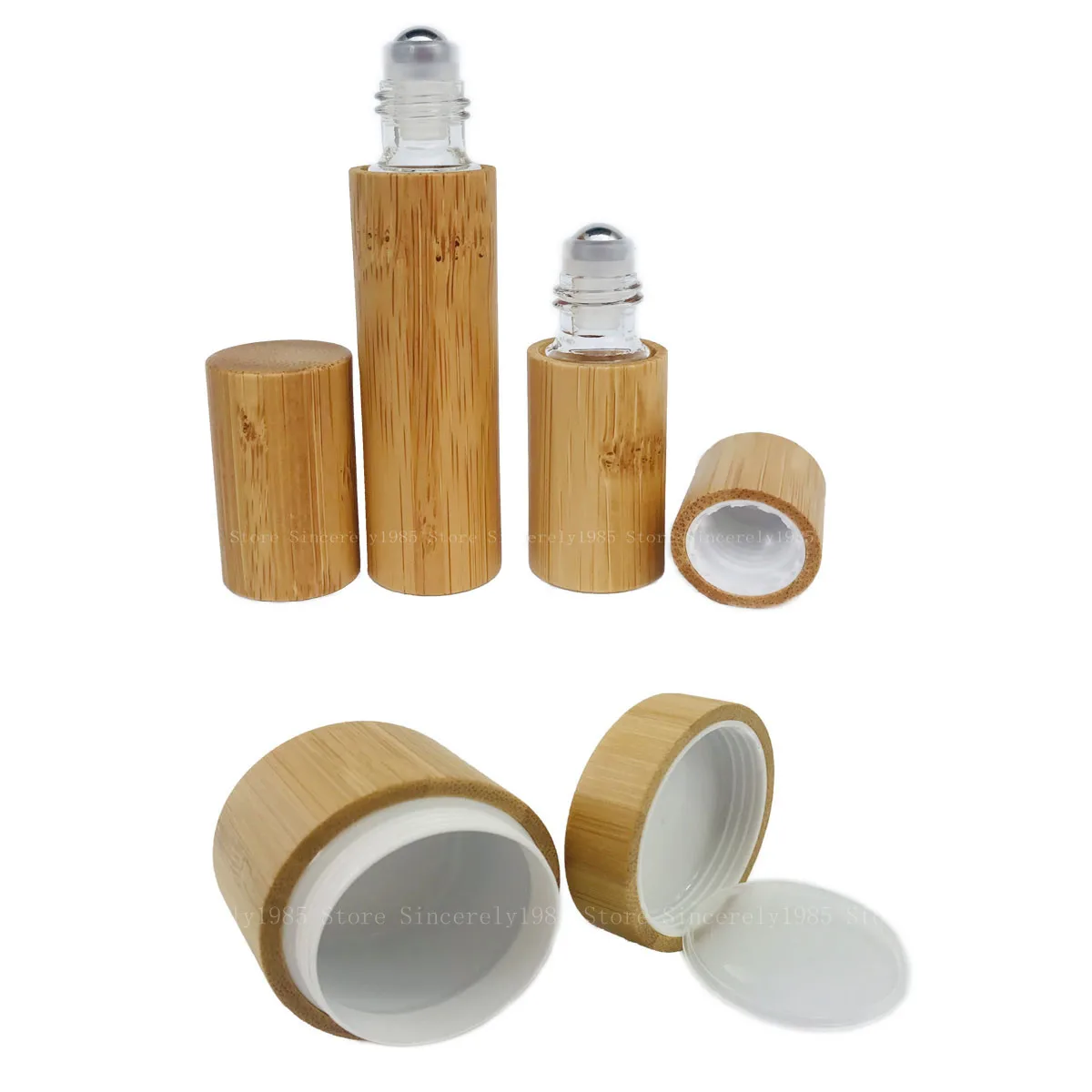 5ML 10ML Bamboo Wood Bottle Perfume Stainless Steel Roller Ball Aroma Diffuser Bottle, 30ml Face Cream Cosmetic Container Bottle