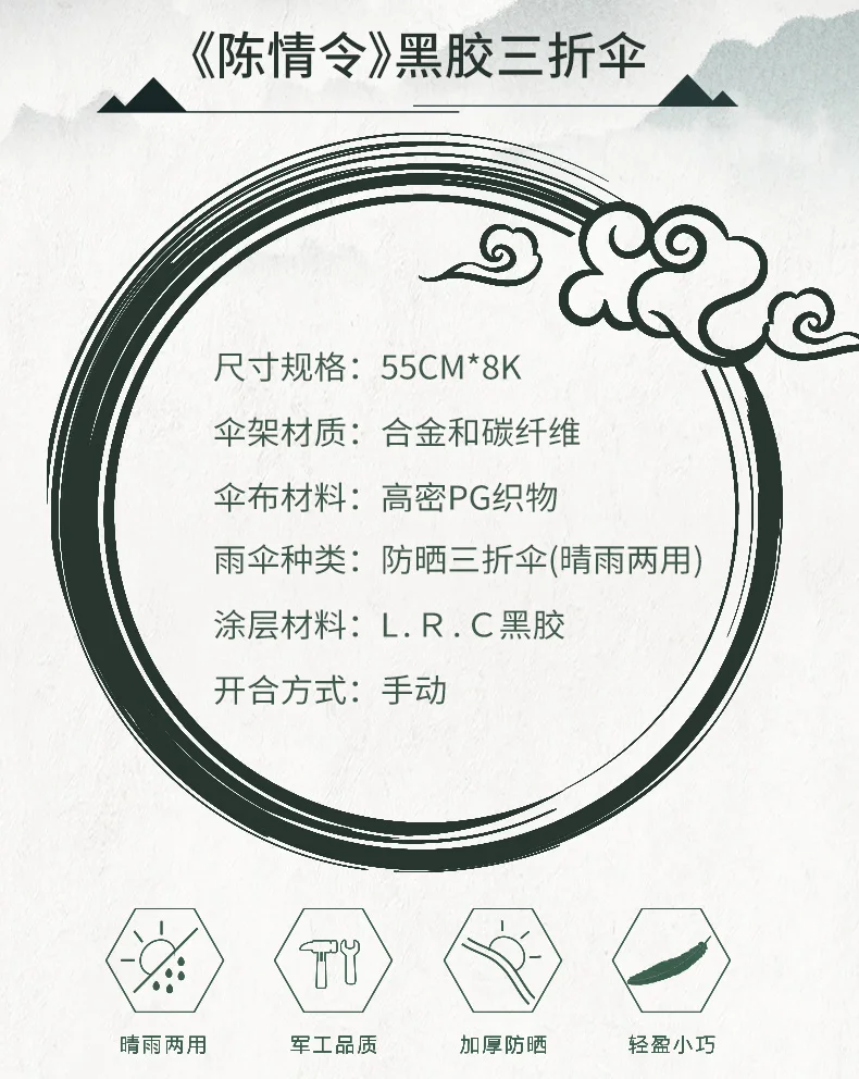 Untamed гроссмейстер демоническим выращивания на каждый день Wei wuxian Lan wangji Косплэй реквизит BL Анит-внедорожник Дождь Зонтик Подарки