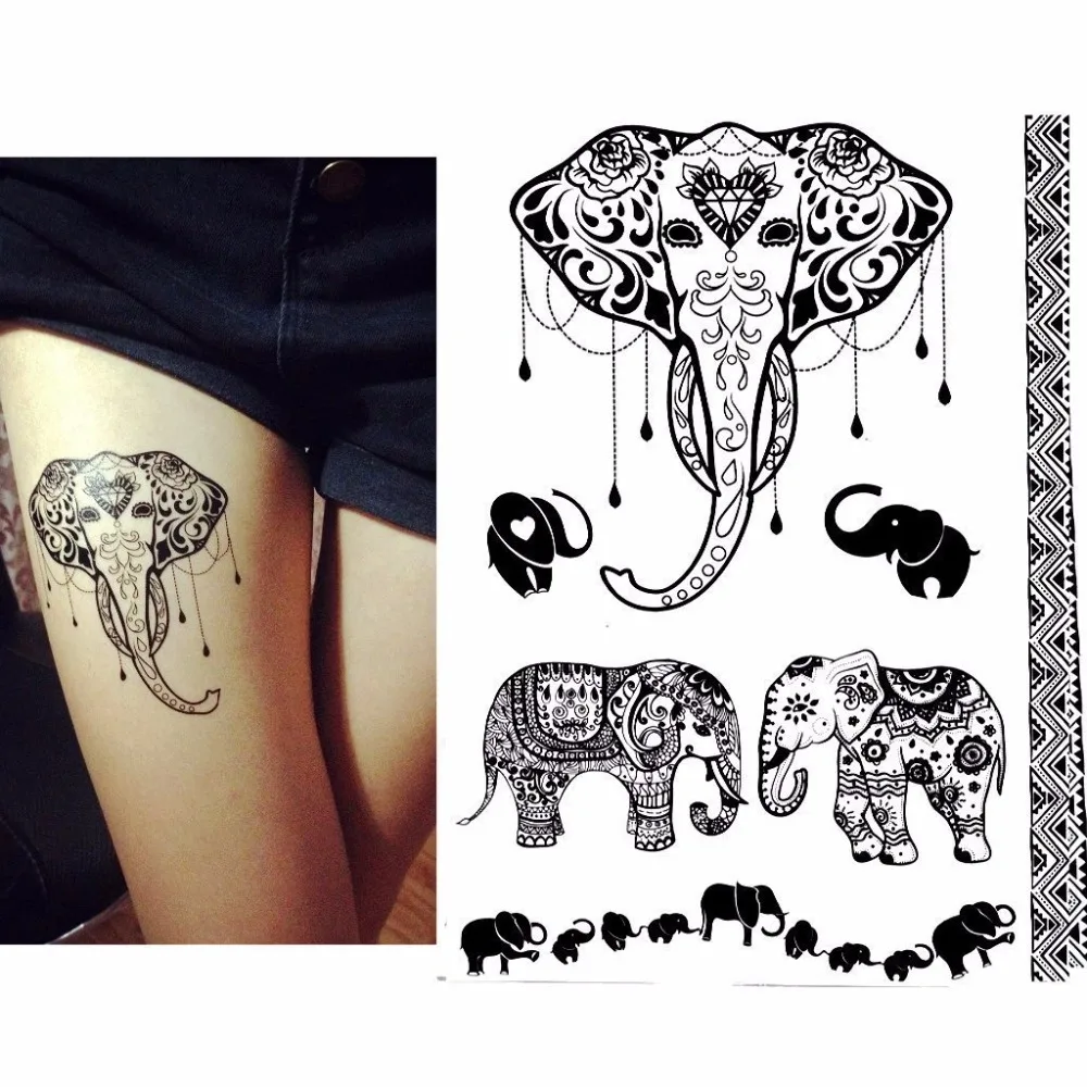 

Henna Tattoo Stickers Black Lace Mehendi Temporary Tattoos for Adventurous Women Teens & Girls Metallic Tattooing 6 Sheet