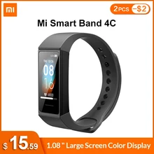 Inglês versão xiaomi mi banda 4c 4 c redmi pulseira inteligente 1.08
