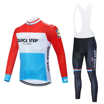 

QUICK STEP Pro Team Cycling Clothing MTB Racing Clothes Long Sleeve Cycling Jersey Set Triathlon Breathable UV Men Cycling Kit