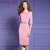TESSCARA – Robe de luxe à perles pour femmes, tenue de fête élégante de haute qualité, tenue de Cocktail au bureau, crayon rose de styliste ► Photo 3/3