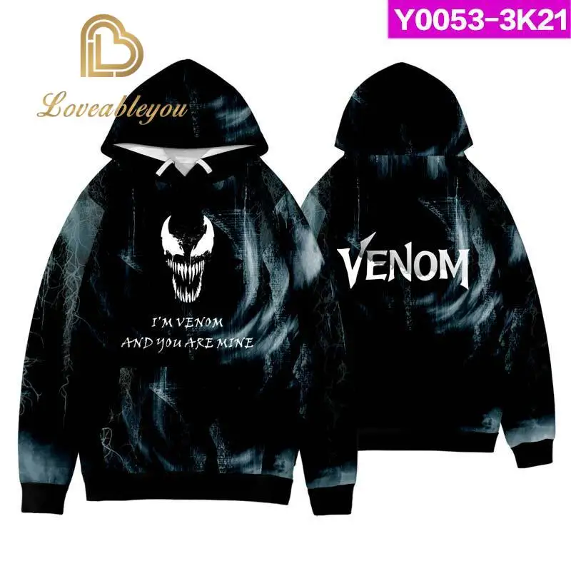 

Superhero Venom Spider-man Cosplay Hoodies Men Women Sweatshirts Cool Printed Fleece Hoodie Hip Hop Pullover Casual Streetwear