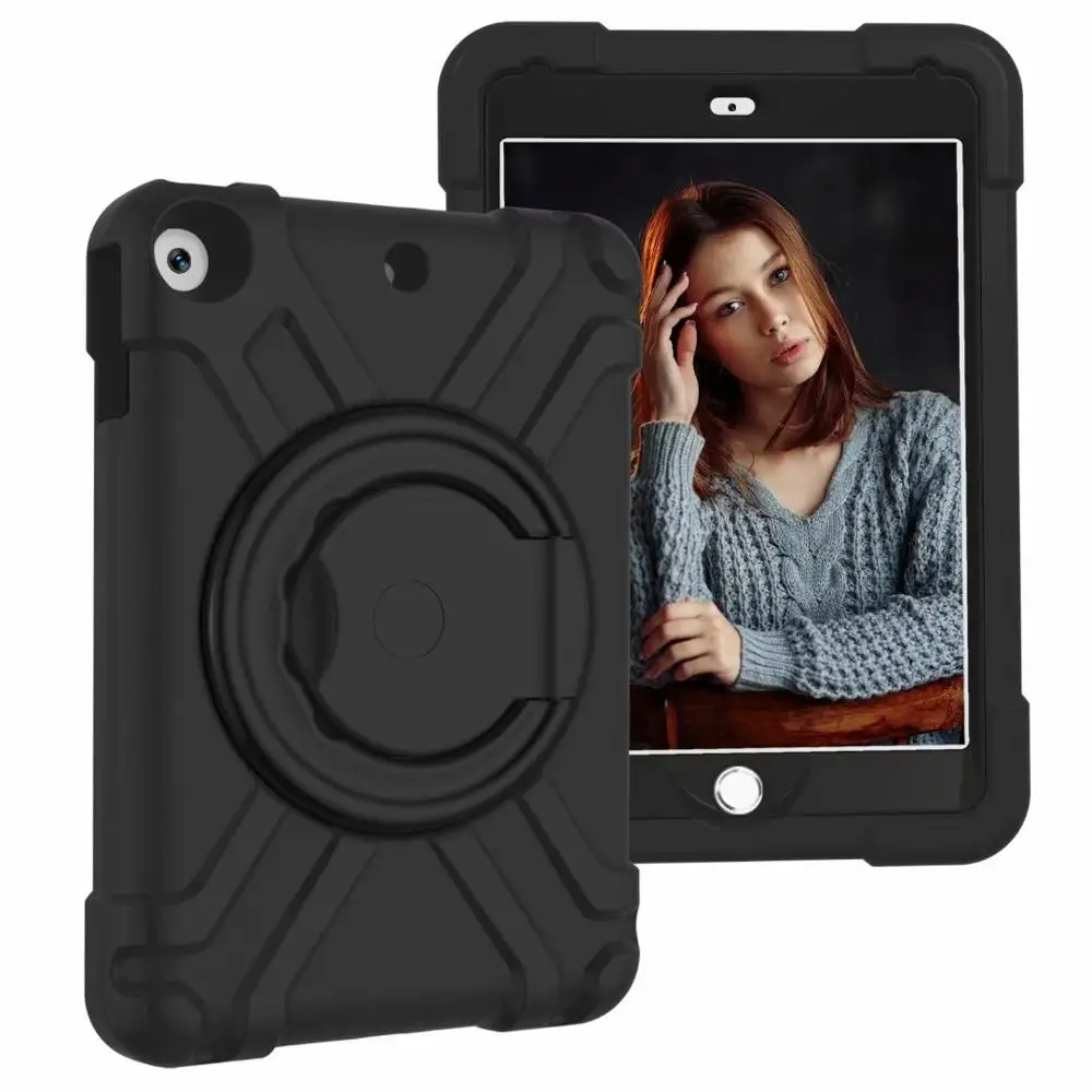 Чехол для нового iPad 7th поколения Coque 360 Полный Гибридный бронированный чехол из поликарбоната и силикона Бампер чехол Подставка для iPad 10,2 планшет чехол - Цвет: black and black