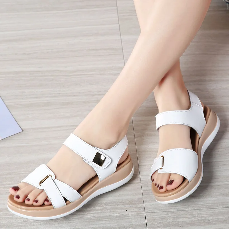 

Summer New Style Versatile Flat Sandals Women's Velcro Pregnant Women Casual Flat Heel Korean-style Comfortable Students WOMEN'S