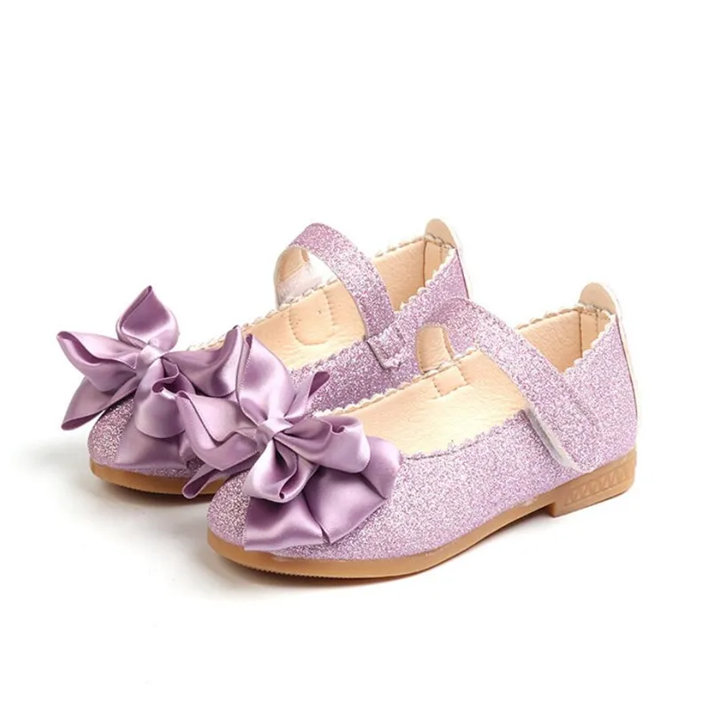 Новинка Весенняя кожаная обувь для девочек Детские кроссовки принцессы с бантом