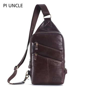 

New Fashion Genuine Leather Crossbody Bags men casual messenger bag Small Brand Designer Male Shoulder Bag Chest Pack