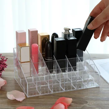 

Multiple Grid Acrylic transparent Makeup Organizer Storage Box Drill polish lipstick Nail organizer Cosmetic Jewelry Box Holder