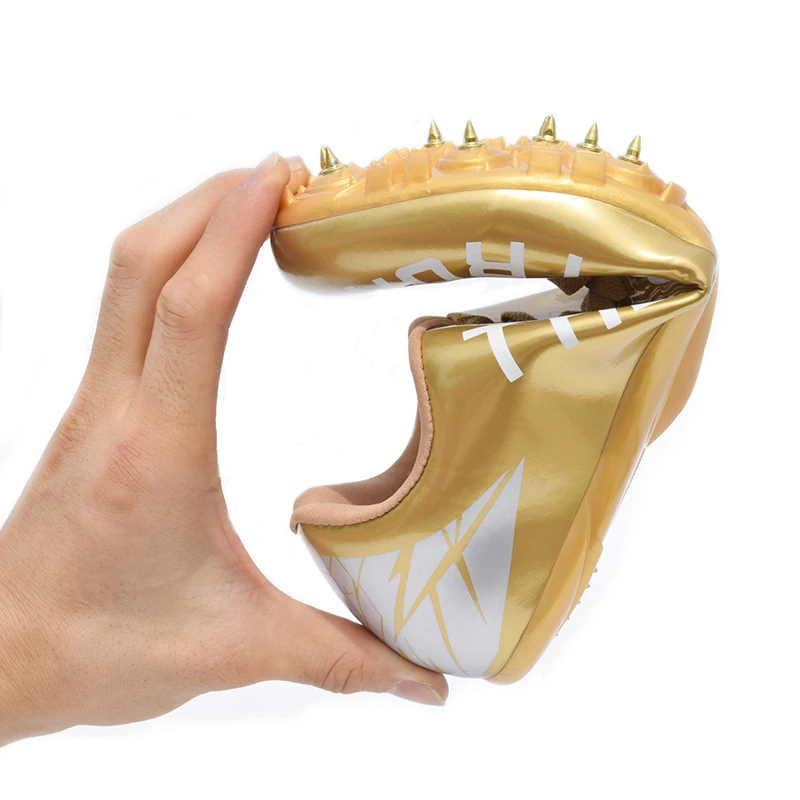 

New Men Women Kids Track and Field Shoes Professional Spikes Sneakers Racing Shoes Black Gold Track Spikes Shoes for Men
