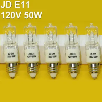 

5 x 50W Watt Halogen Light Bulbs T4 JD E11 Mini - Candelabra Base 120V CLEAR