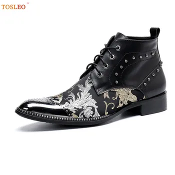 

Pointed Toe Men Boots Rivet Fashion High Quality Winter Boots Men