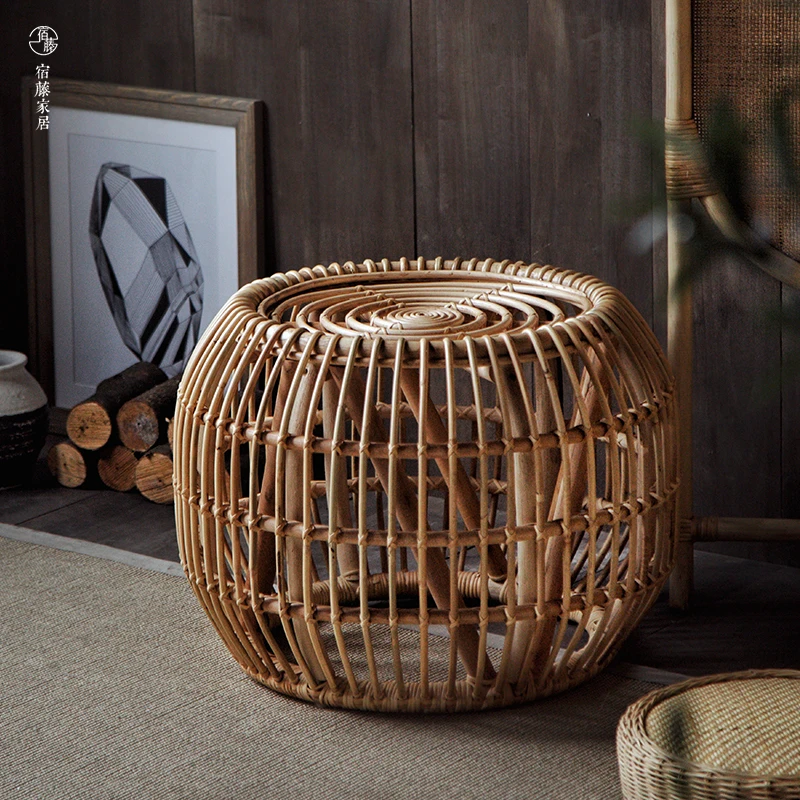 Coffee Table Minimalist Handmade Rattan Round Side Coffee Table Minimalist Handmade Rattan
