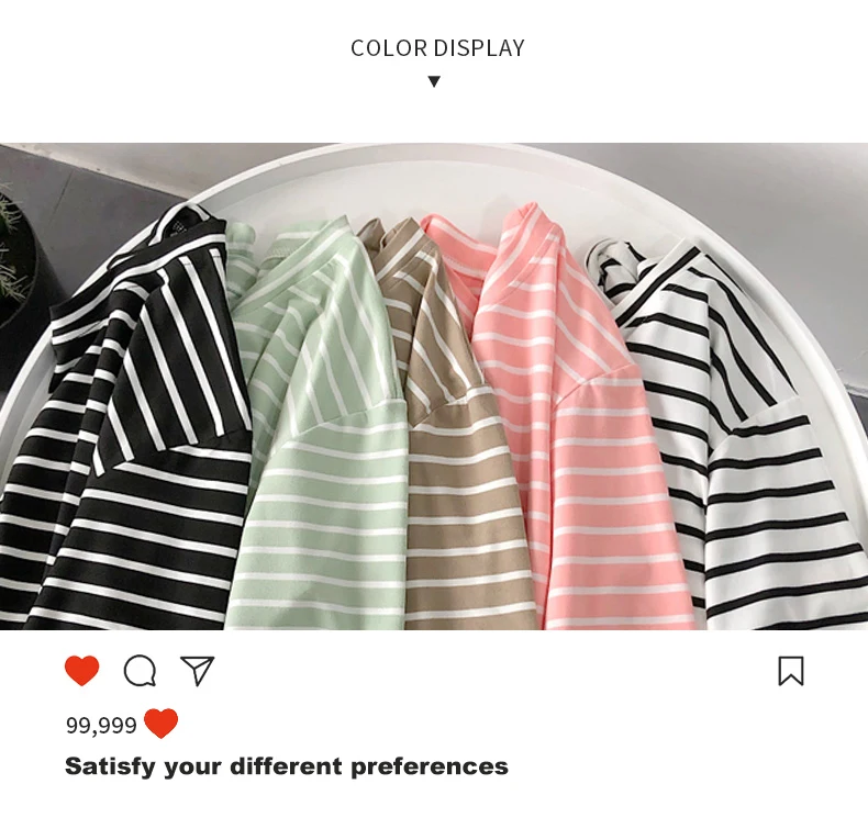 T Shirt Women Solid Color Striped Punk T-shirt O-Neck Casual Harajuku Short Sleeve Korean Fashion Shirt Camiseta Feminina Top