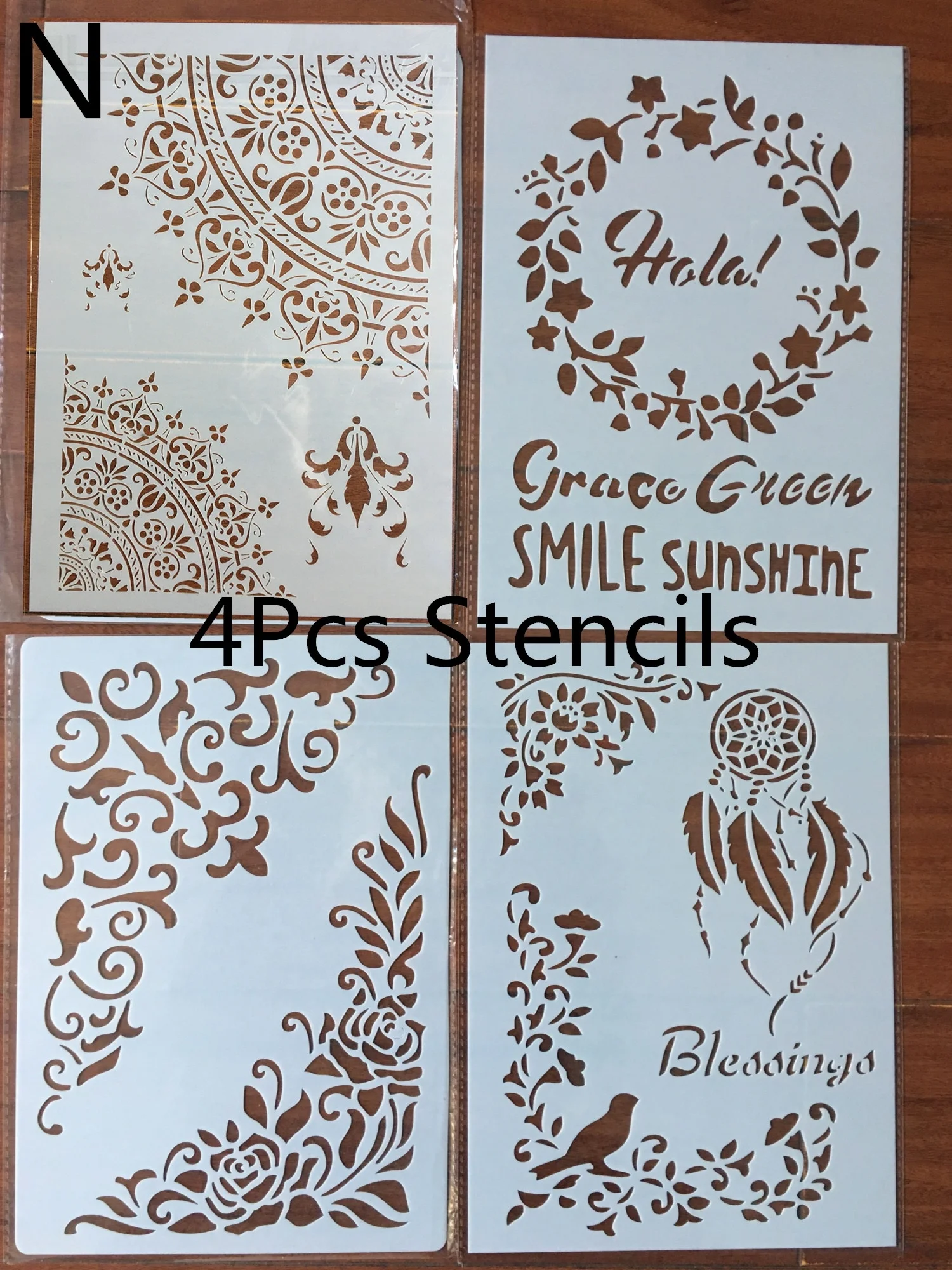 

4pcs / set A4 Flowers Stencils Painting Coloring Embossing Scrapbook Album Decorative Template