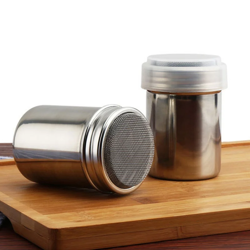 Small Large Size Stainless Steel Chocolate Shaker Icing Sugar Powder Flour Powder Cocoa Coffee Sifter Shaker with cover Bakeware