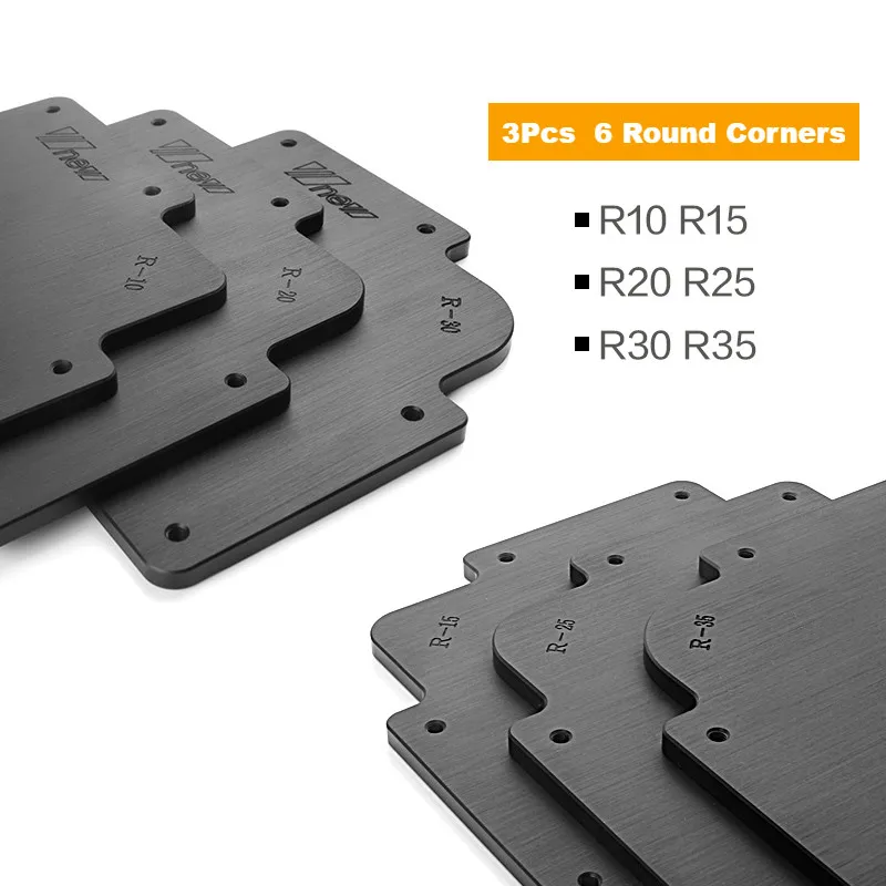 Billige 3 stücke R Runde Ecke Jig Vorlage Bakelit Platte + 1pc Router Bit mit Lager für Holzbearbeitung Werkzeuge Gravur maschine