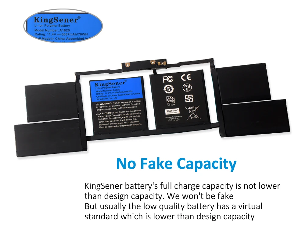 KingSener 76WH A1820 Laptop Battery For APPLE MACBOOK PRO 15