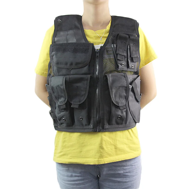 Tactical Vest Multi-pocket Military Mesh Vest Adjustable Combat Gun Holster Pouch For CS Game Hiking Fishing Paintball Hunting