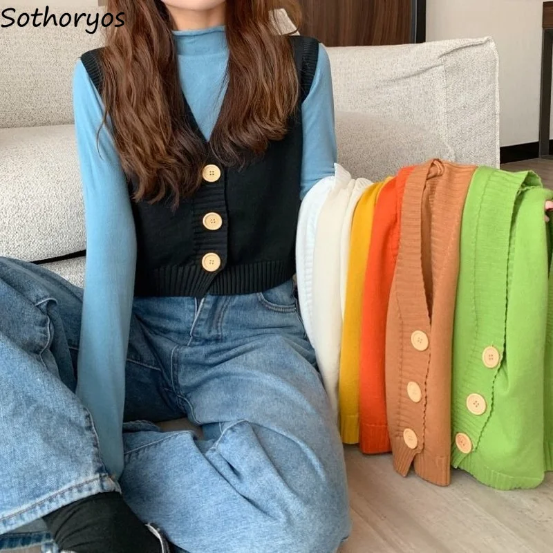 Cropped Knitted Sweater Vest Cropped V Neck Sweater Vest Simple