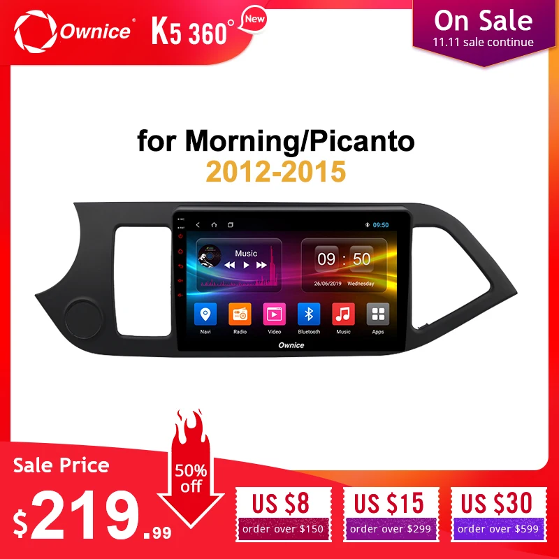 Ownice K1 K2 Android 9,0 8 Core Встроенная память 32G Автомобильный DVD Плеер с gps-навигатором стерео для KIA Picanto Morning 2012 2013 2014 2015 радио