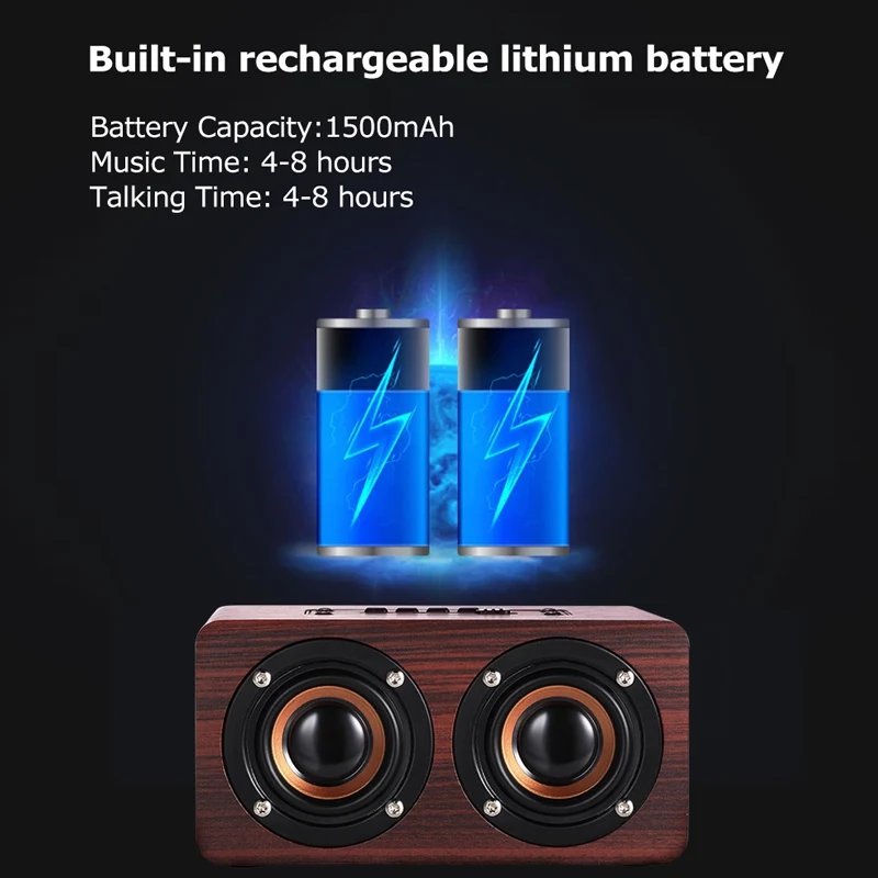 Мини Деревянный винтажный Прочный беспроводной Bluetooth динамик портативный сабвуфер HiFi ударный Бас Сабвуфер высокого качества
