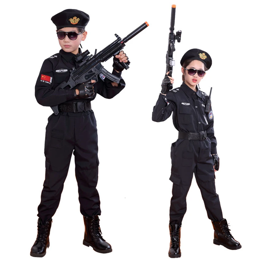 Специальная одежда для мальчиков, полицейская форма, детский подарок на день рождения, костюм для костюмированной вечеринки на Хэллоуин, Детский костюм SWAT, армейский костюм