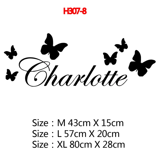 Personalized Custom Name Butterfly Wall Sticker Wallpaper For Nursery Kids Room Decoration Vinyl Stickers Bedroom Decals H307-8