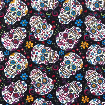 

1 yard Cotton Fabric for cloth,handmade,patchwork,bedding, Color Skull and flowers (width=110cm)