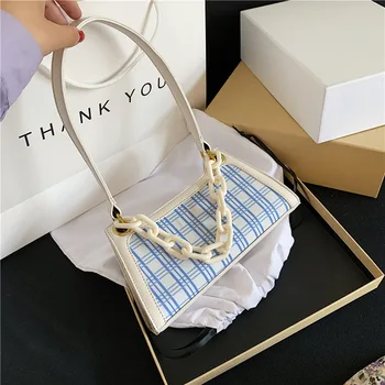 

French niche popular small bag female 2020 summer new Korean version of the net red plaid handbag shoulder armpit bag