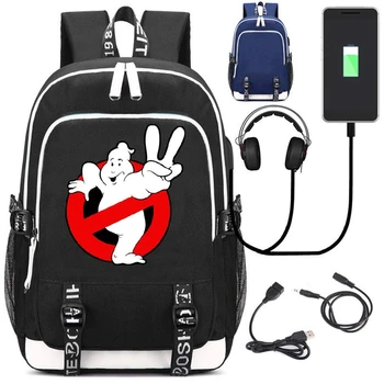 

Ghostbusters USB charging shoulder bag Backpack Canvas School Bag Mochila multifunction travelling Bags with 2 free USB Cable