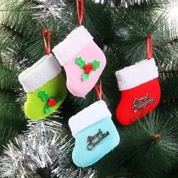

24 pcs/lot Christmas small boots pendant Christmas stockings Christmas tree decoration diy Christmas party decoration supplies