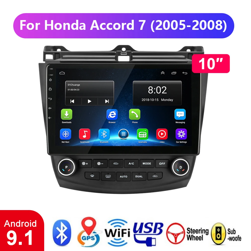 2G+32G 2Din Android 9.1 Car Radio GPS Navigation For Honda Accord 7 2003-2007 Auto Stereo No DVD Player Head Unit | Автомобили и