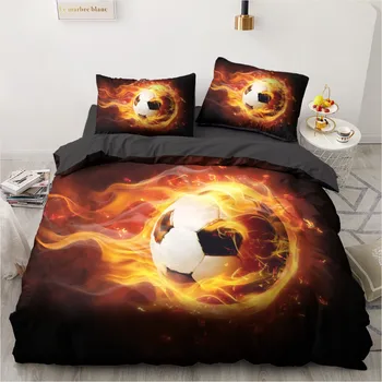 

3D Custom Design Sport Ball Duvet Cover Sets Modern Comforther Cases Pillow Slips 200*230cm Twin Double Size Black Bedclothes
