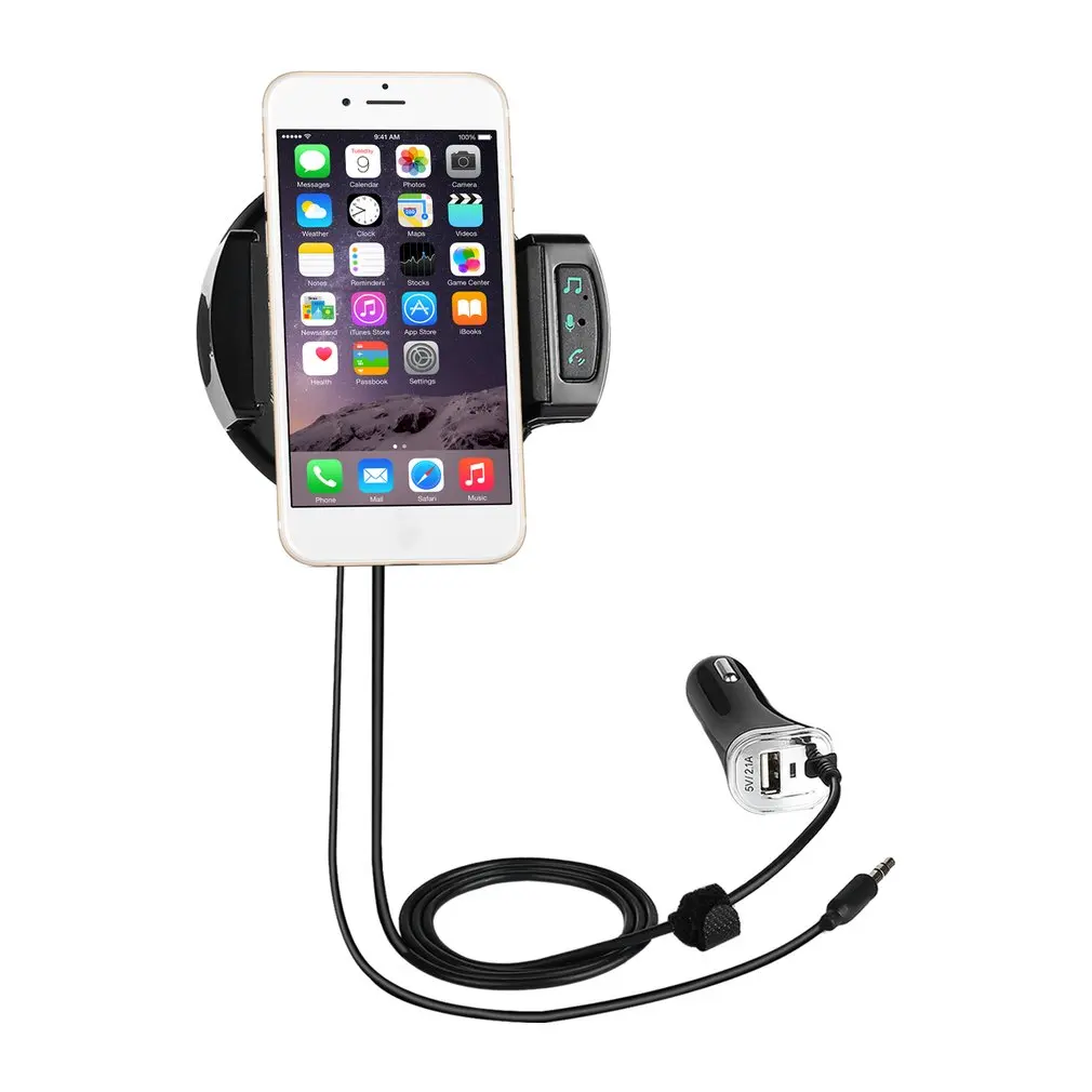 LESHP 5V/2.1A Fast Charging Hands Free Built-in Microphone Multi Function Auto FM Transmitter For Phone 2.1-3.2Inch