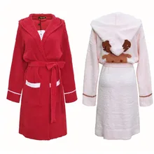 Женская пижама из кораллового флиса с капюшоном, ночная рубашка с рисунком олененка, теплая домашняя одежда для девочек, рождественский подарок, фланелевая шляпа, домашняя одежда