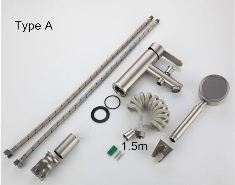 304 насадка для душа высокого давления из нержавеющей стали, ручной распылитель для душа, водосберегающий кран для ванной, раковины, распылитель - Color: shower faucet set A