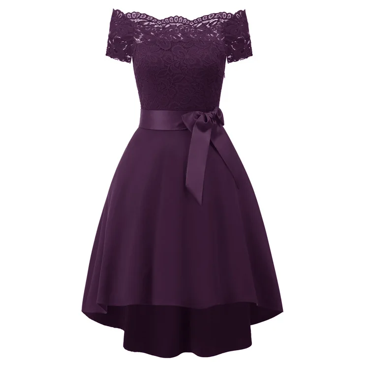 

2020 Spring and Summer New Women's Word Shoulder Lace Party Dress