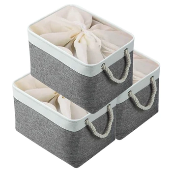 

Pack Of 3 Large Fabric Baskets with Lids Baskets for Organizing Storage Baskets Decorative Storage Containers