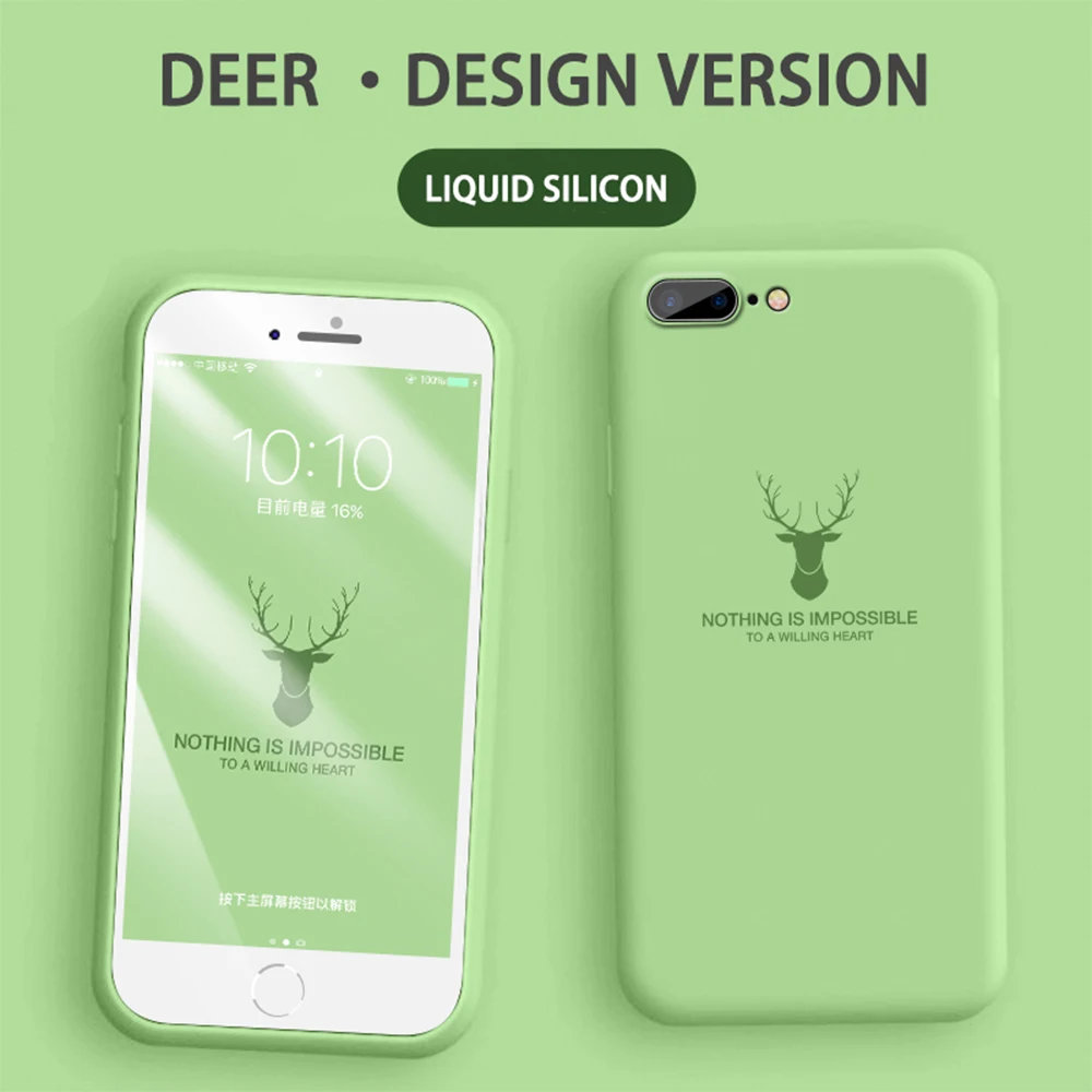 Deer Original Silicone Liquid Phone Case For Apple iPhone 11 Pro Max XR XS 8 7 6S 6 Plus Full Cover Soft Girl Men Cases | Мобильные