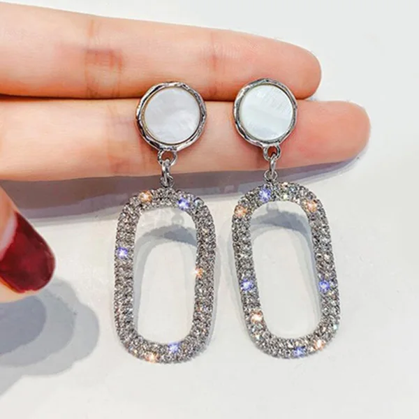 

1 Pair/Set Exquisite Crystal Earrings Set Simple Round Geometry Pendant Long Earring Exquisite Women Wedding Fashion Accessories