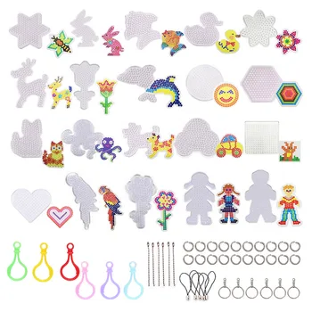 

20pcs 5mm Large Clear Fuse Beads Boards Pegboards Template with 44pcs Chain Accessories for Kids Adults DIY Craft Supplies
