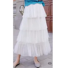 Модная женская одежда, повседневная плиссированная однотонная фатиновая летняя юбка-пачка из хлопка с высокой талией, цельные юбки