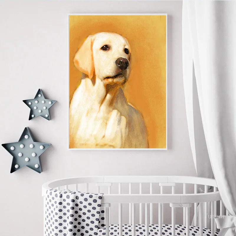 Nordic Style Pet Dog Animal Canvas Minimalist Art Prints Painting Posters Funny Cartoon Wall Pictures Kids Room Decor | Дом и сад